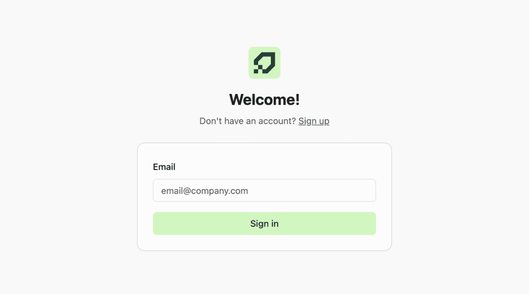 Screenshot of login page